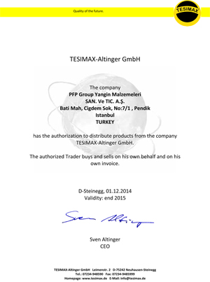 TESIMAX CERTIFICATE